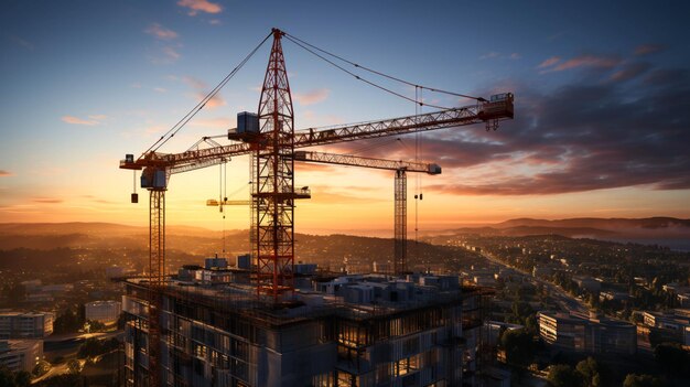 Foto una grúa de construcción está de pie en un edificio