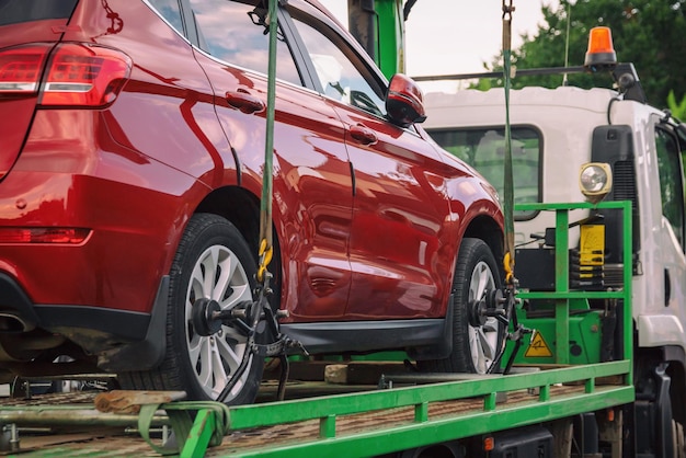 Grúa del servicio de carreteras se lleva auto estacionado en lugar equivocado