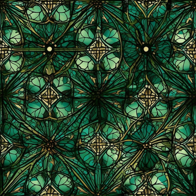 Grün-goldenes Muster mit grünem Hintergrund