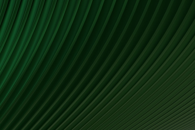 Grüne abstrakte Wandwellenarchitektur abstrakter Hintergrund 3D-Rendering, grüner Hintergrund für die Präsentation