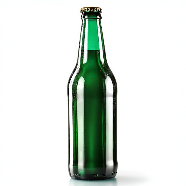 Grüne Bierflasche lokalisiert auf weißem Hintergrund