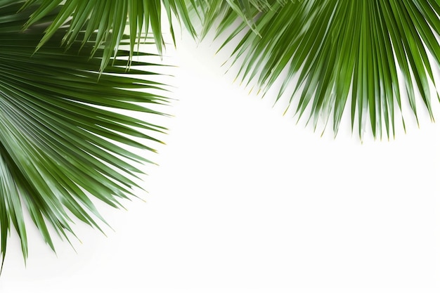 Grüne Blätter einer Palme auf weißem Hintergrund