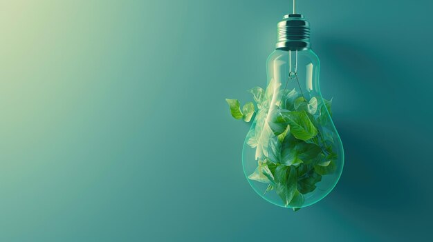 Foto grüne blätter füllen eine glühbirne, die umweltfreundlichkeit auf blau symbolisiert