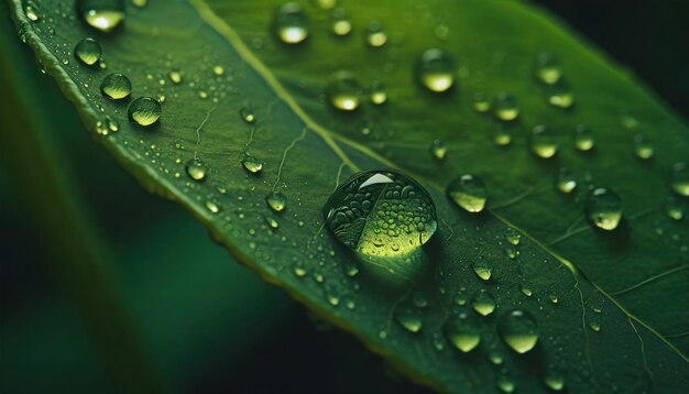 Grüne Blätter mit Wassertropfen Natürlicher Hintergrund Frühlings- oder Sommersaison