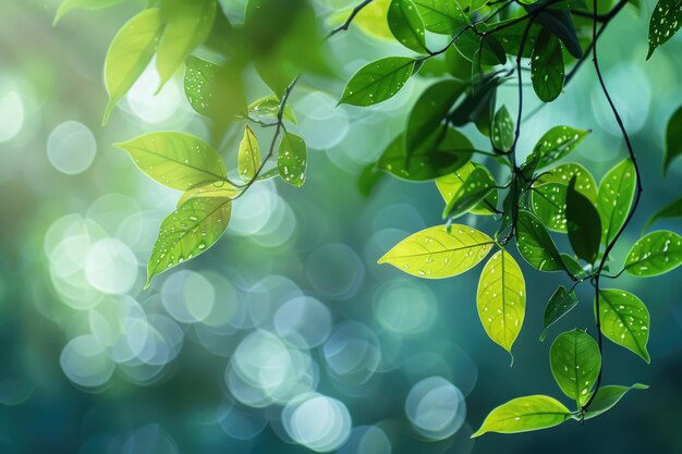 Grüne Blätter verschwommen und verschwommenes Licht Bokeh abstrakter Hintergrund und wunderschöner Hintergrund