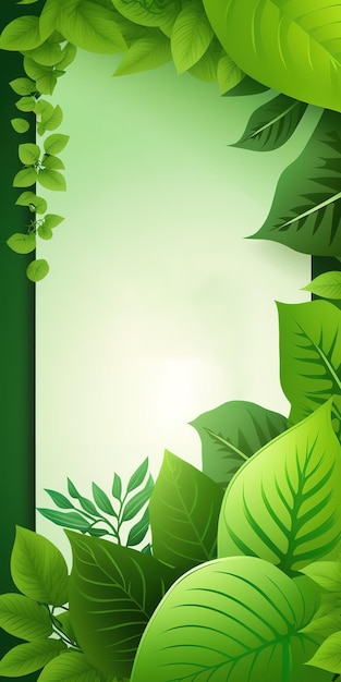 Grüne Blattrahmen leere Textkopierraumfahnenschablone, grüne natürliche Aquarellmalereifahne