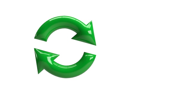 Grüne Farbe Symbol Logo rund neu laden aktualisieren recyceln Element Richtung Pfeil Symbol Ökologie speichern Umwelt natürlich Zukunft Schleife Erde Planet Welt Rotation concept3d render