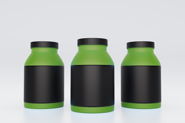 Grüne Flaschen mit Etiketten