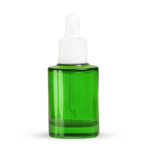 Grüne Glasflasche mit Pipette