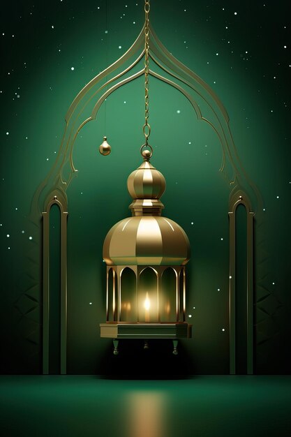 Grüne goldene arabische Laterne der Ramadan-Feier, Hintergrundillustration