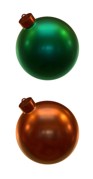 Grüne goldene Weihnachtskugel 3D-Symbol isoliert auf weißem Hintergrund