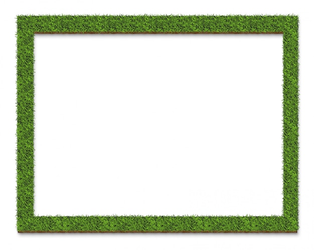 Grüne Grasrahmenplatte Oberfläche, lokalisiert auf Weiß