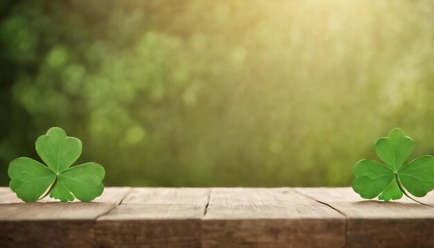 Grüne Kleeblätter auf hölzernem Hintergrund St. Patrick's Day Kopierraum Bierferien