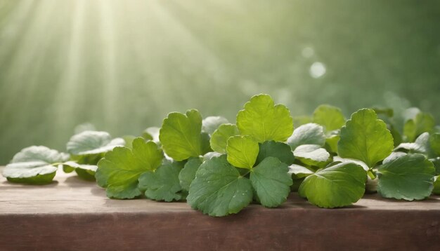 Grüne Kleeblätter auf hölzernem Hintergrund St. Patrick's Day Kopierraum Bierferien