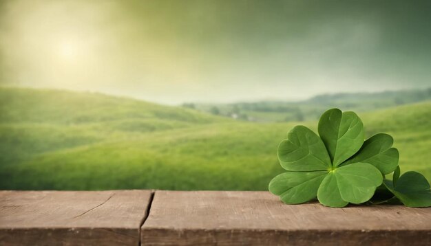 Grüne Kleeblätter auf hölzernem Hintergrund St. Patrick's Day Kopierraum Bierferien