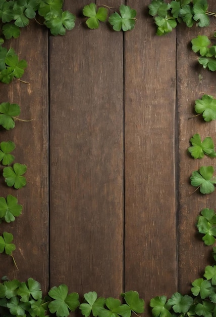 Grüne Kleeblätter auf hölzernem Hintergrund St. Patrick's Day Kopierraum Bierferien