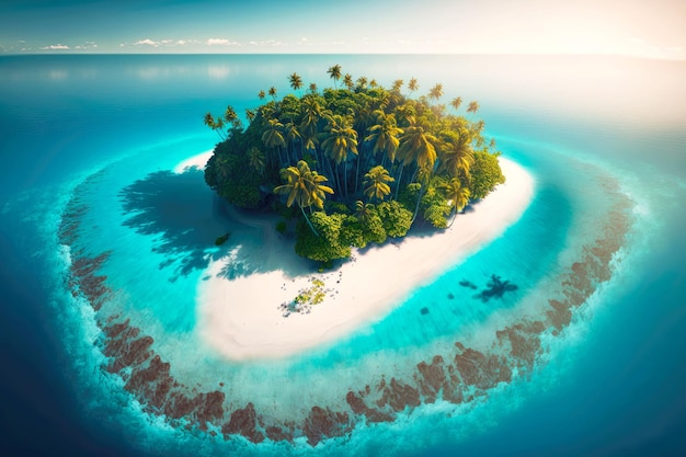Grüne kleine Insel im Meer im beliebten Ferienort Malediven Tropeninsel