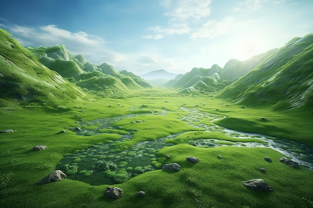 Grüne Landschaft mit sanften Hügeln