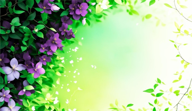 Grüne lila kreative Blumen abstraktes Hintergrundbanner