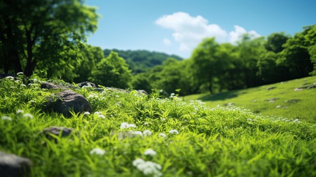 Foto grüne natur berge sehen frühling frischer hintergrund