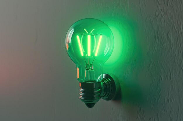 grüne Neonlampe an einer weißen Wand