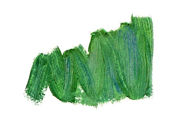 Grüne ölige Pinselstriche isoliert auf weiß
