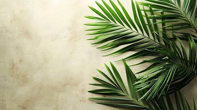 Grüne Palmblätter auf weißem Hintergrund für die Ausstellung oder das Design von Montageprodukten