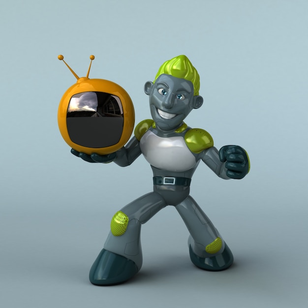 Grüne Roboter-3D-Illustration