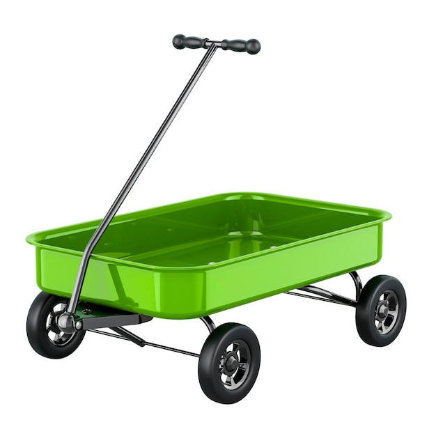 Foto grüne wagen-kinder-spielzeugwagen 3d-rendering.