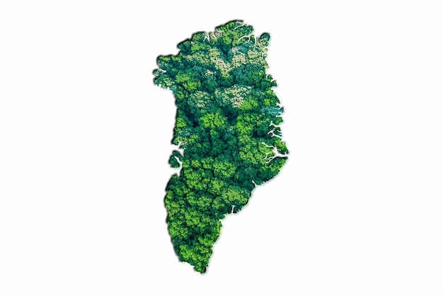 Grüne Waldkarte von Grönland, auf weißem Hintergrund