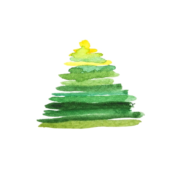 Grüne Weihnachtsbaum-Aquarellmalerei