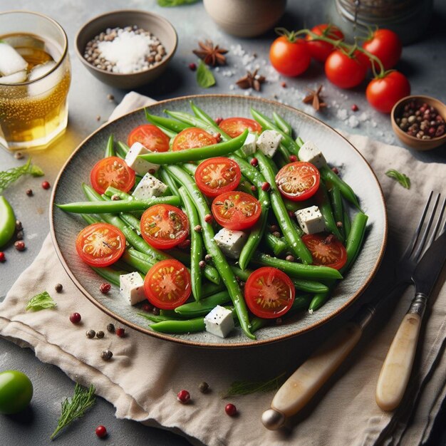 Grünen Bohnen-Tomatensalat mit Feta