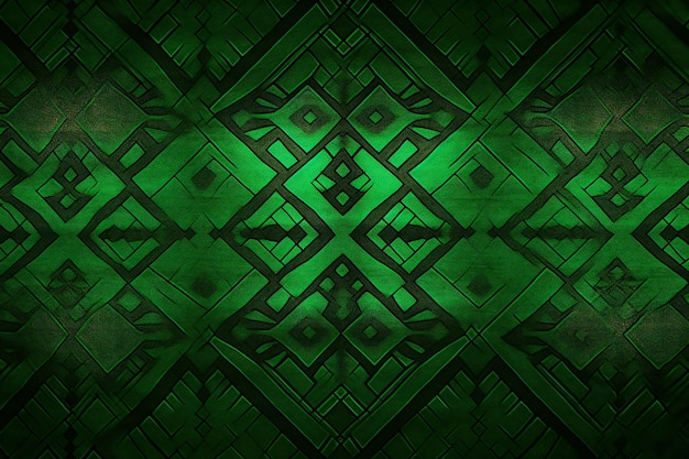 Grüner abstrakter Hintergrund mit ethnischen Ornamenten und Grunge-Textur