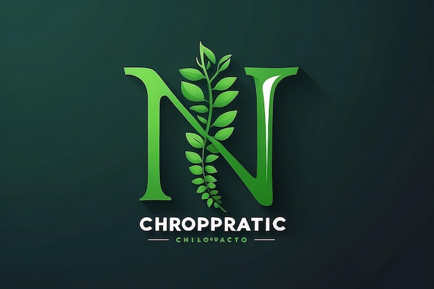 Foto grüner anfangsbuchstabe n mit rückgrat für chiropraktik-logo-design vektor-grafikkonzept-illustrationen