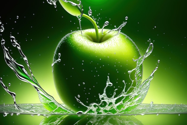 Grüner Apfel in den Wassertapeten