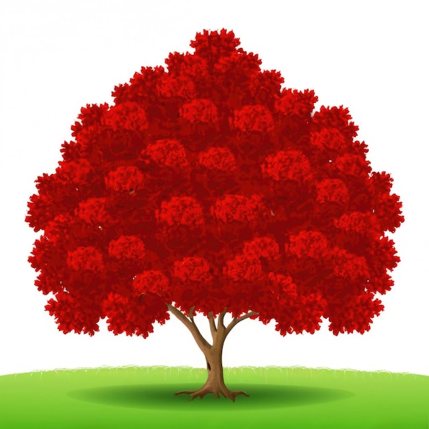 Foto grüner apfelbaum voller roten äpfel auf einem isolierten weißen hintergrund