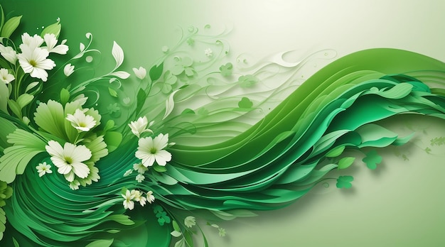 Grüner Blumenwellen-Abstrakt-Hintergrund