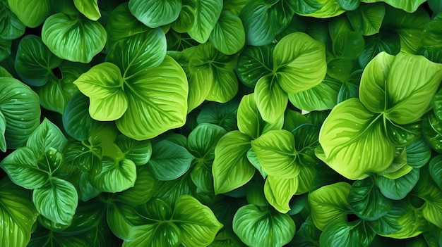 Grüner blumiger Hintergrund mit Blättern Generativ ai