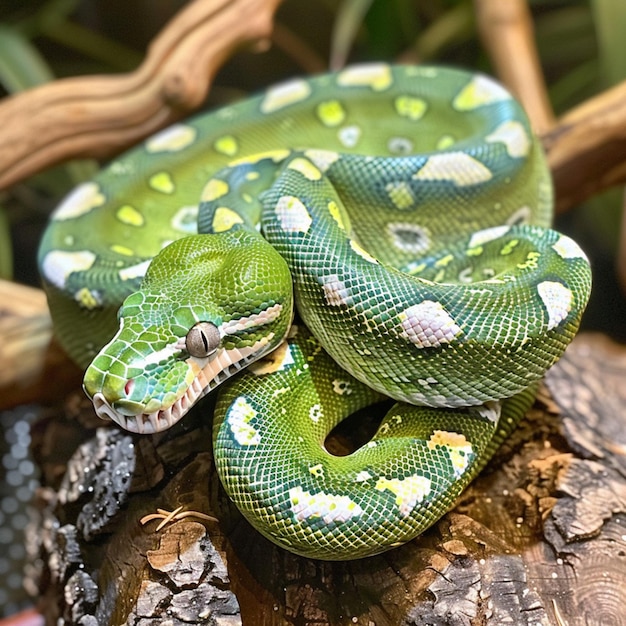 Foto grüner chondropython-python