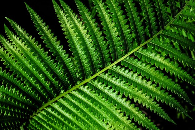 Foto grüner farnblatt dunkler naturhintergrund