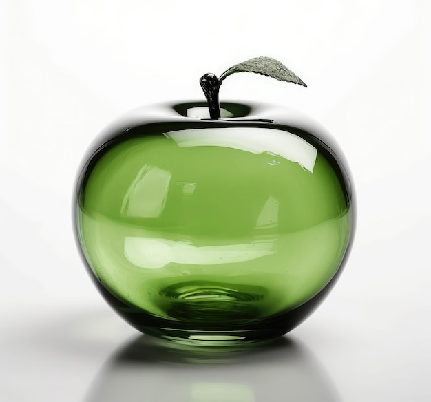 Grüner Glasapfel auf weißem Hintergrund
