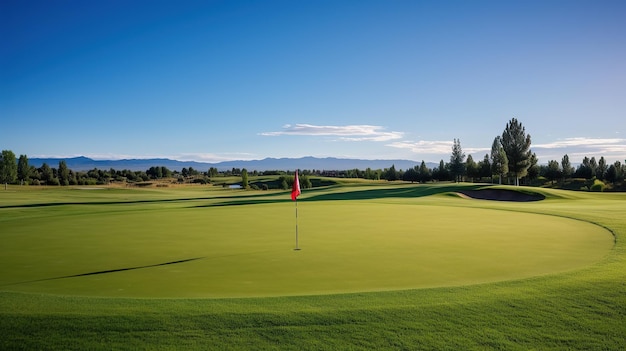 grüner Golfplatz, klares Wetter, Aussicht