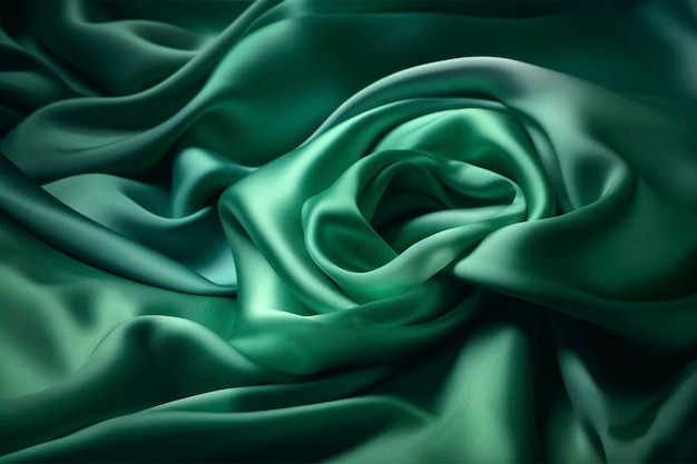 Grüner Hintergrund aus Seidensatin, erstellt mit generativer KI