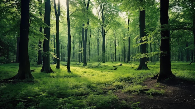 Grüner Hintergrund im Laubwald