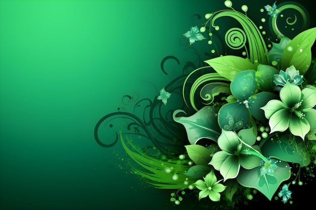 Grüner Hintergrund mit Blumenmuster und dem Wort „Liebe“ darauf