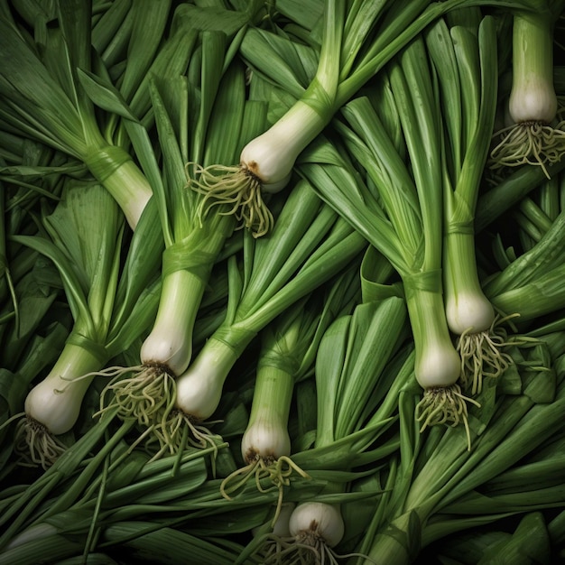 Grüner Lauch zum Verkauf auf einem Bauernmarkt