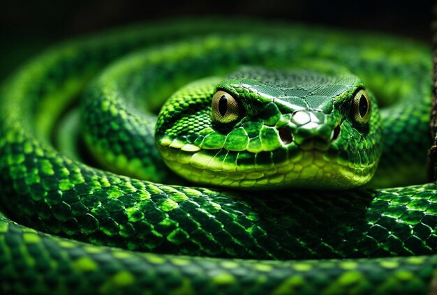 Grüner, lebendiger Nahbild-Hintergrund der Schlange