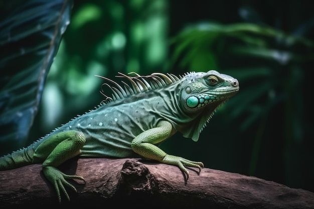 Grüner Leguan Waldräuber Tierreptil Generieren KI