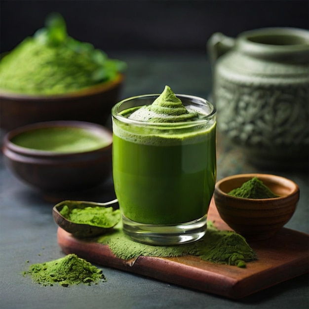 Grüner Matcha-Tee mit Stillleben