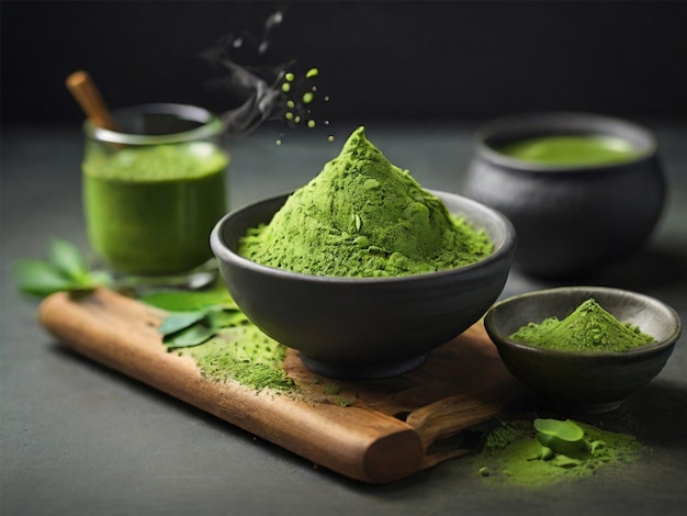 Grüner Matcha-Tee mit Stillleben